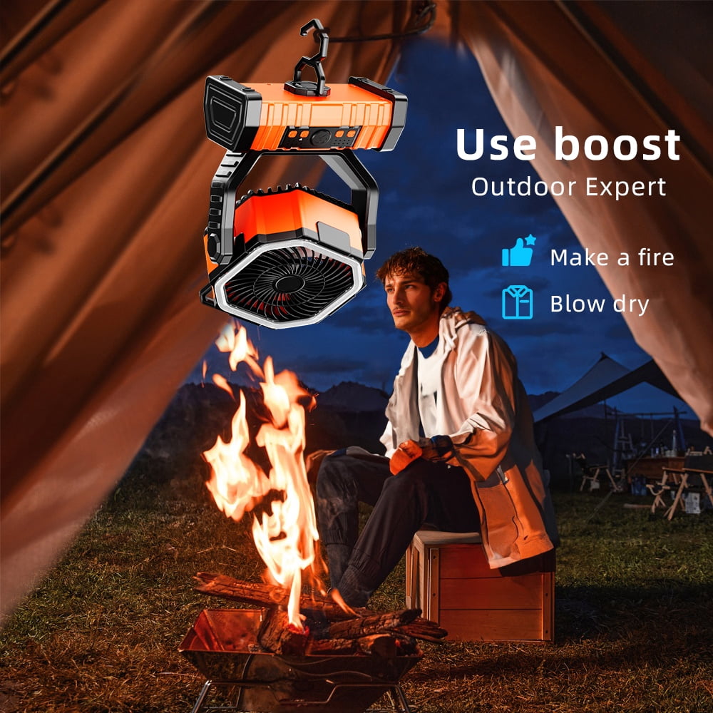 Universal HF-F6 Portable Rechargeable Outdoor Camping Fan USB Table Fan With LED Light And Power Bank For Camping Outdoor