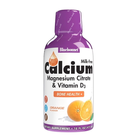Bluebonnet Liquid Calcium & Magnesium Citrate Vitamin D3 Bone Health* 32 Days 16 Oz Orange