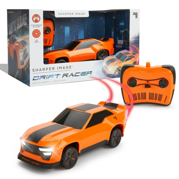 Sharper Image® Drift Racer Remote Control Muscle Car with LED Lights, 2.4 GHz Long Range, Orange