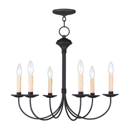 

Chandeliers 6 Light Heritage With Black Finish size 23 in 360 Watts - World of Crystal