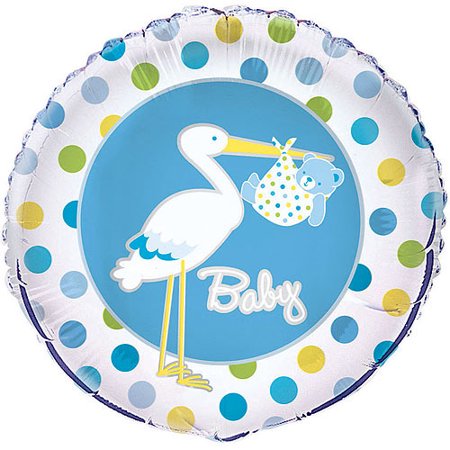 18 Foil Blue Stork Baby Shower Balloon Walmart Com