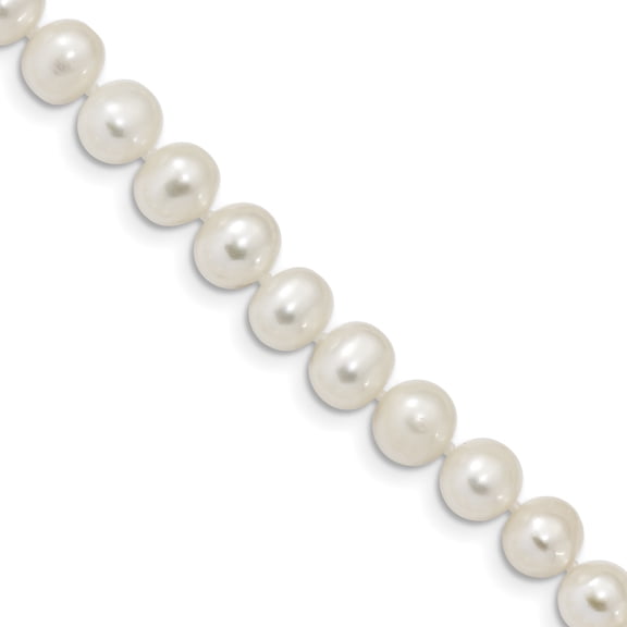 Primal Silver Sterling Silver Rhodium-plated 7-8mm White Freshwater Cultured Pearl Bracelet