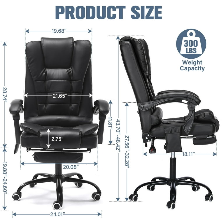 Ergonomic Massage Office Chair with 2-Point Vibration, Faux Leather High  Back Executive Office Chair with Comfort Lumbar Support Upholstered Linkage  Armrest, 135 Degree Reclining Swivel Desk Chair 