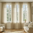 thumbnail image 1 of Cortinas traslúcidas beige, juego de 4 paneles, cortinas de gasa con bolsillo para barra, filtrado de luz y semi transparente, elegantes tratamientos de ventana, 1 of 4