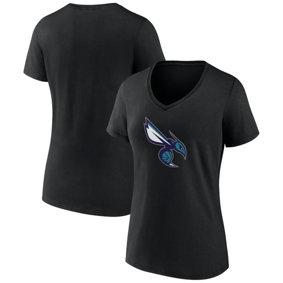 Women's Black Charlotte Hornets Alternate Logo V-Neck T-Shirt