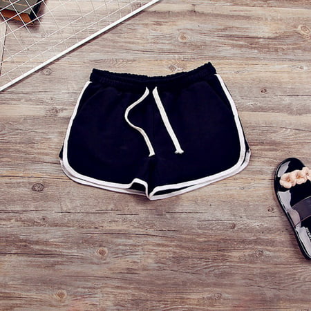 Summer Pants Women Elastic Sports Shorts Gym Workout Waistband Skinny Yoga Short Black Size