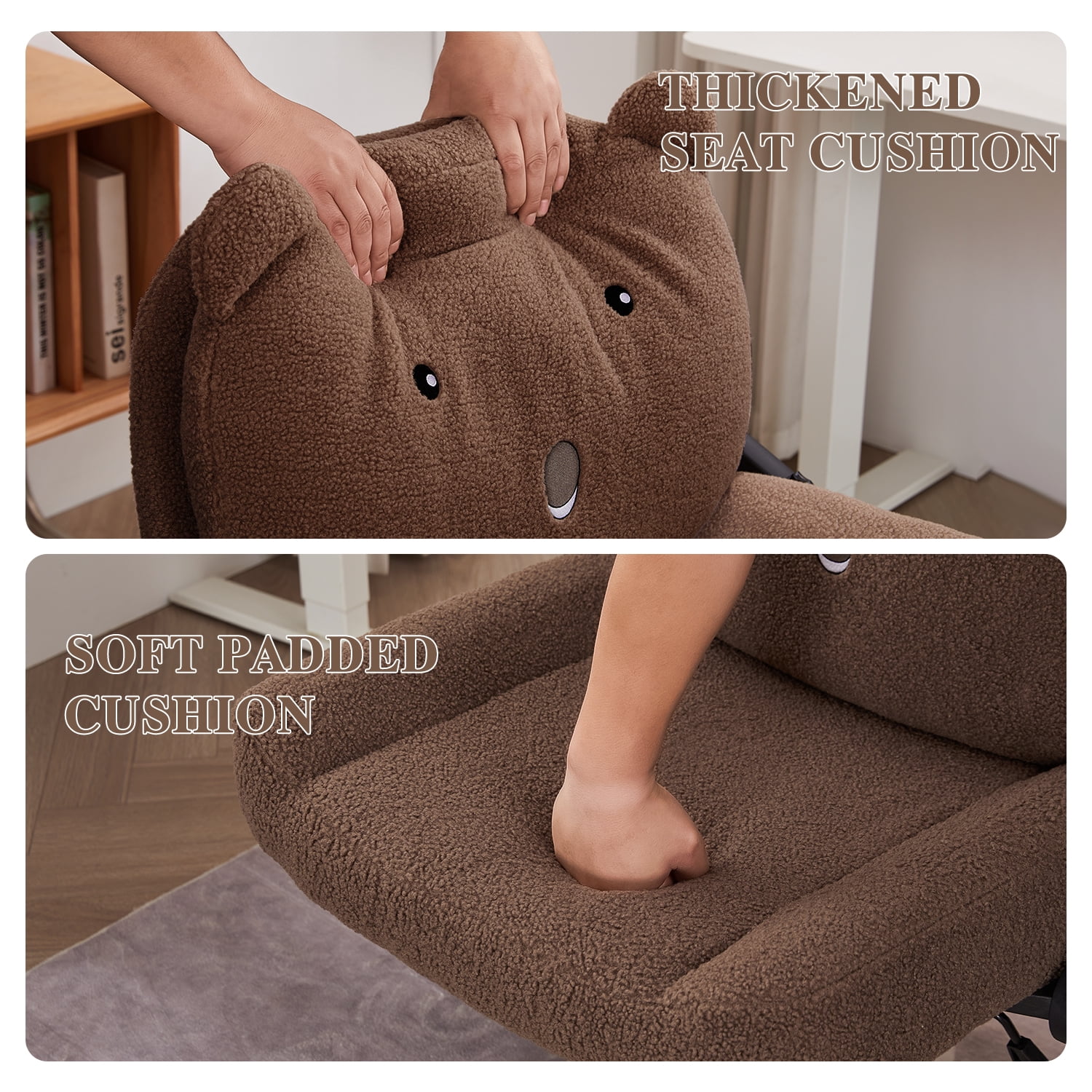 Criss Cross Legged Chair with Wheels and Flip-up Arms, Ergonomic Wide Seat Computer Desk Chair, Comfortable Home Office Computer Chair 300lbs