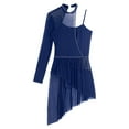 thumbnail image 6 of TiaoBug Women's Lyrical Ballet Contemporary Dance Ice Skating Asymmetrical Dress Navy Blue L, 6 of 7