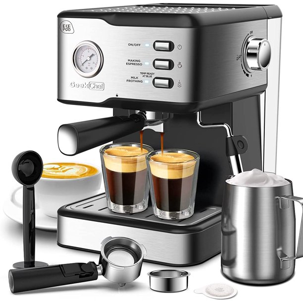 COOKCOK Espresso Machine 20 Bar Expresso Coffee Machine with ESE POD
