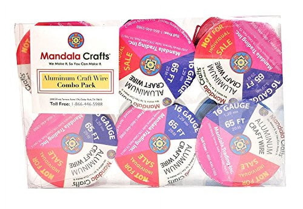 Mandala Crafts Anodized Aluminum Wire for Sculpting, Armature, Jewelry Making, Gem Metal Wrap, Garden, Colored and Soft, Assorted 6 Rolls (16 Gauge, Comb 3)