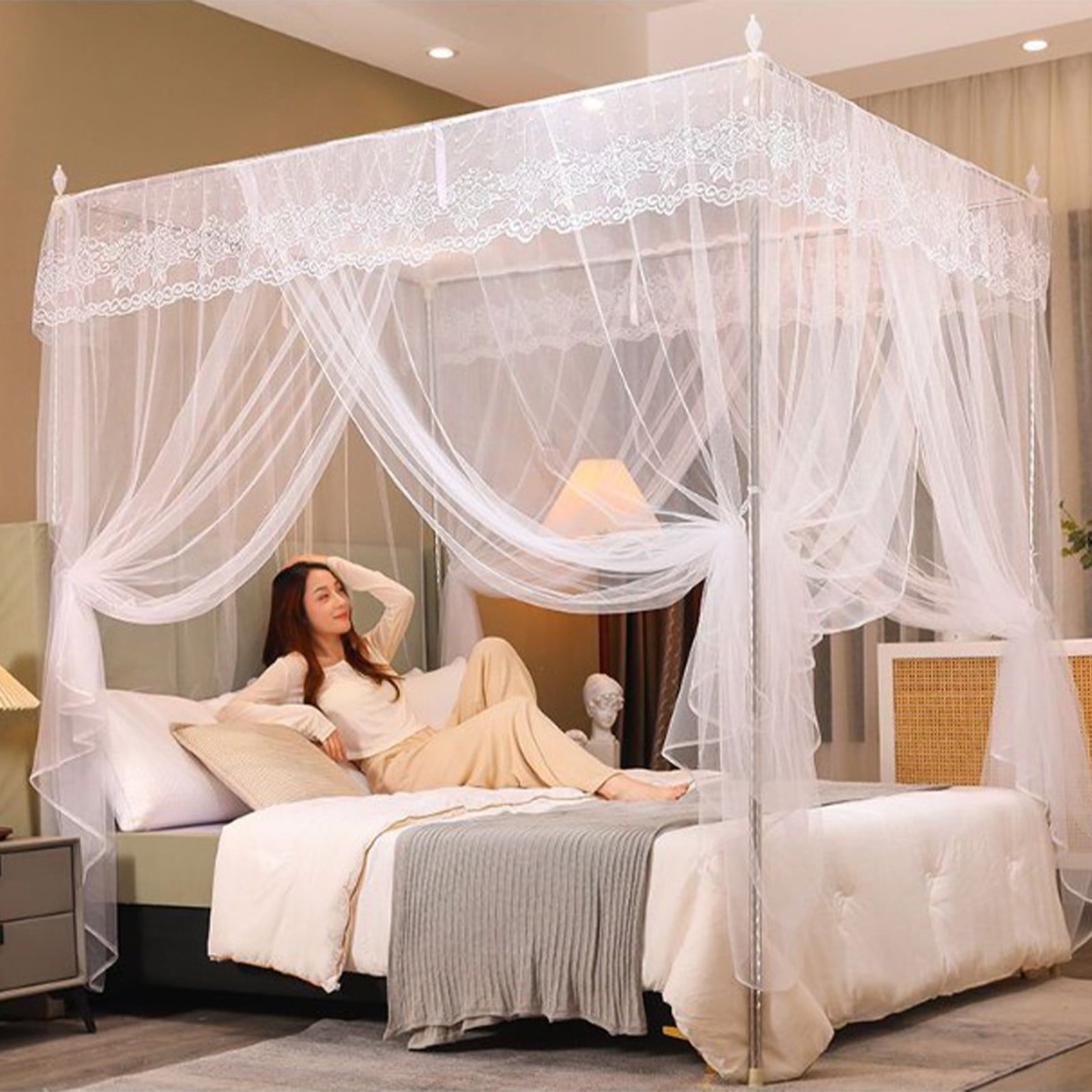 White Bed Canopy for Girls Bed with Glowing Stars - Princess Room Decor, Ce AIKASY PinkWhite Princess Bed Canopy for Girls - Liberia | Ubuy