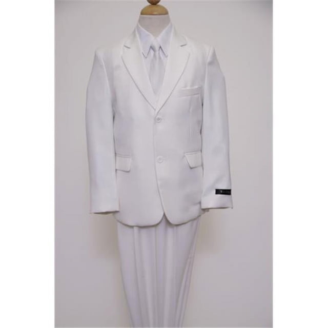 2 Button Front Closure Interior Pick Stitching Boys Suits White - 14