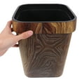 thumbnail image 3 of Cubo de basura cuadrado con diseño de madera, 12 l, sin tapa, de plástico rústico, para oficina, dormitorio, cocina, color marrón, 3 of 8
