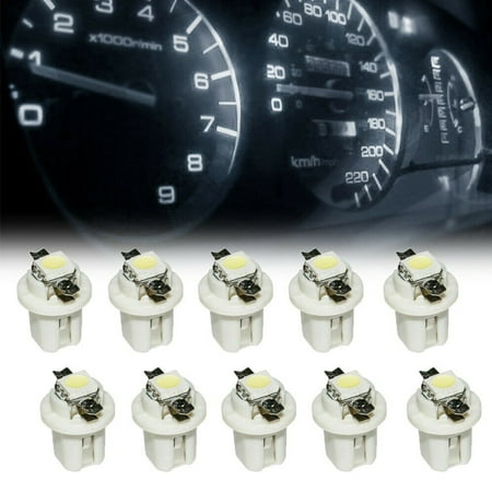 

10Pcs T5 B8.5D 5050 SMD White Car LED Dashboard Dash Lamp Instrument Light Bulbs