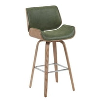 Armen Living Swivel Bar Stool with White Wash Finished Wood and Vintage Green Upholstery