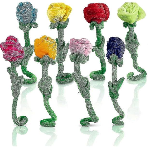 Plush Rose Flower Bendable Stems Colorful Stuffed Rose Flower Toy Durable Roses Plush Bouquet Toy Rose Soft Flower Toys Gift For Kids Baby Girl Toddle