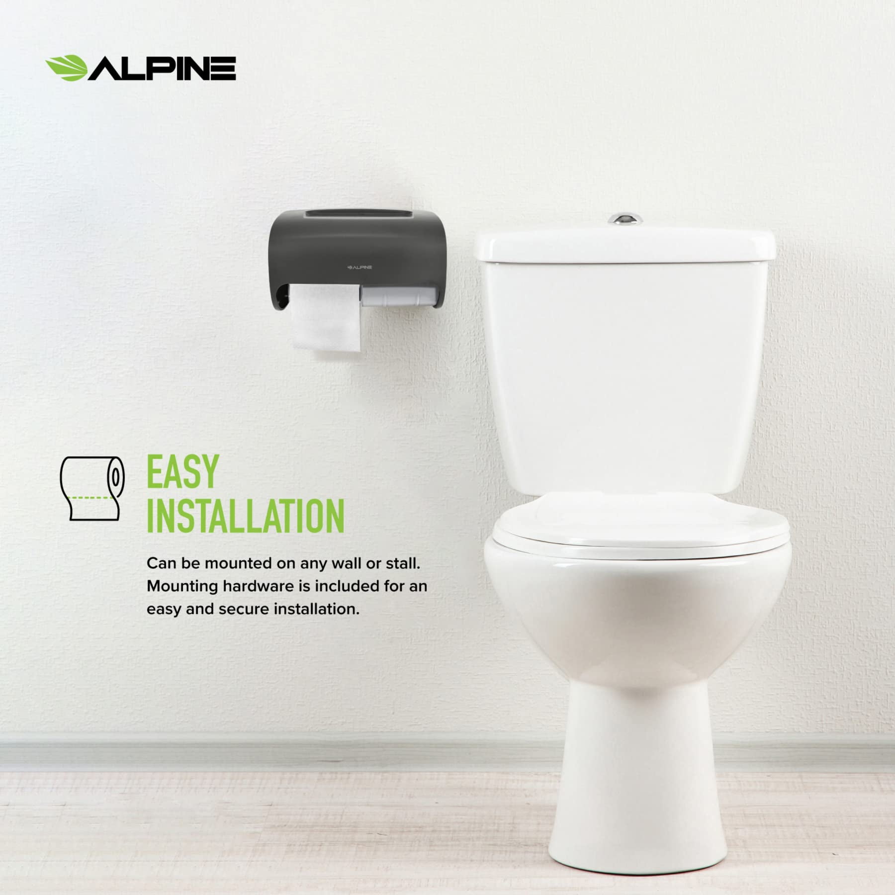 Alpine Commercial Toilet Paper Dispenser - Double Toilet Paper Holder Wall Mount for Less Frequent Paper Roll Refill…