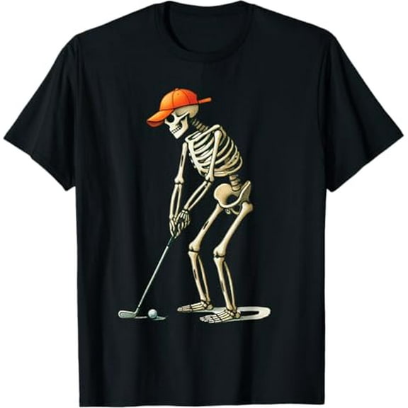 Skeleton Golf Halloween Golfer Golf Player Funny Men Dad T-Shirt tee