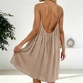 thumbnail image 6 of BOOMNY Women's Backless Cami Dress Spaghetti Strap Cami Lounge House Dresses Flowy Beach Summer Maxi Sundress, 6 of 8