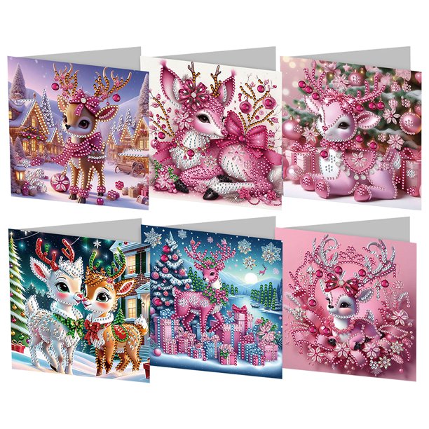 Tarjeta Deseos Diarios Diamantes Dibujo 6 Uds. Lazo Navidad para Regalo Amigos