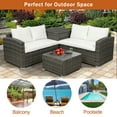 thumbnail image 6 of 4-Piece Rattan Patio Furniture Sets, Wicker Bistro with Ottoman Coffee Table Sectional Sofa Set Q12530, 6 of 12