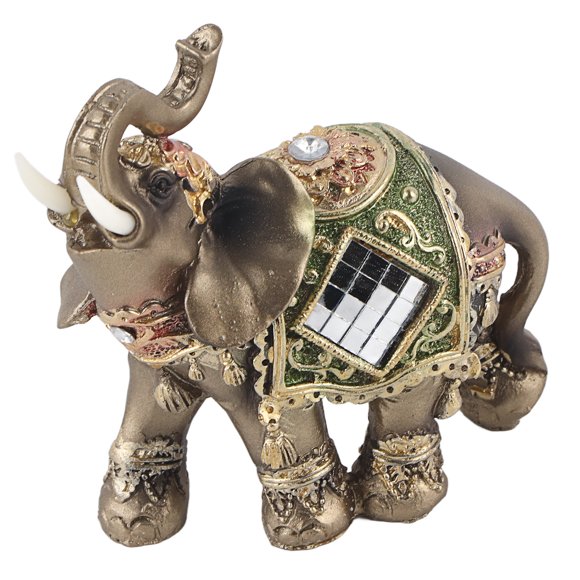 Elephant Decor, Lucky Feng Shui Green Elephant Statue Sculpture Wealth Figurine Gift Home Decoration[Medium]