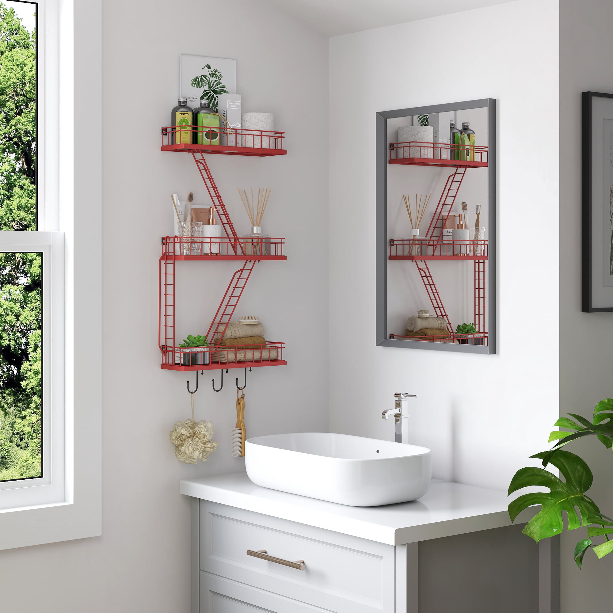 Fire Escape Wandregal – New York Design, 3 Ebenen, Metall, Verstellbar, Für Wohnzimmer & Schlafzimmer