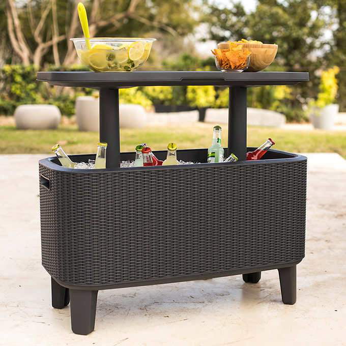 Keter Cooler Table 56 Off, Patio Cooler Table Costco