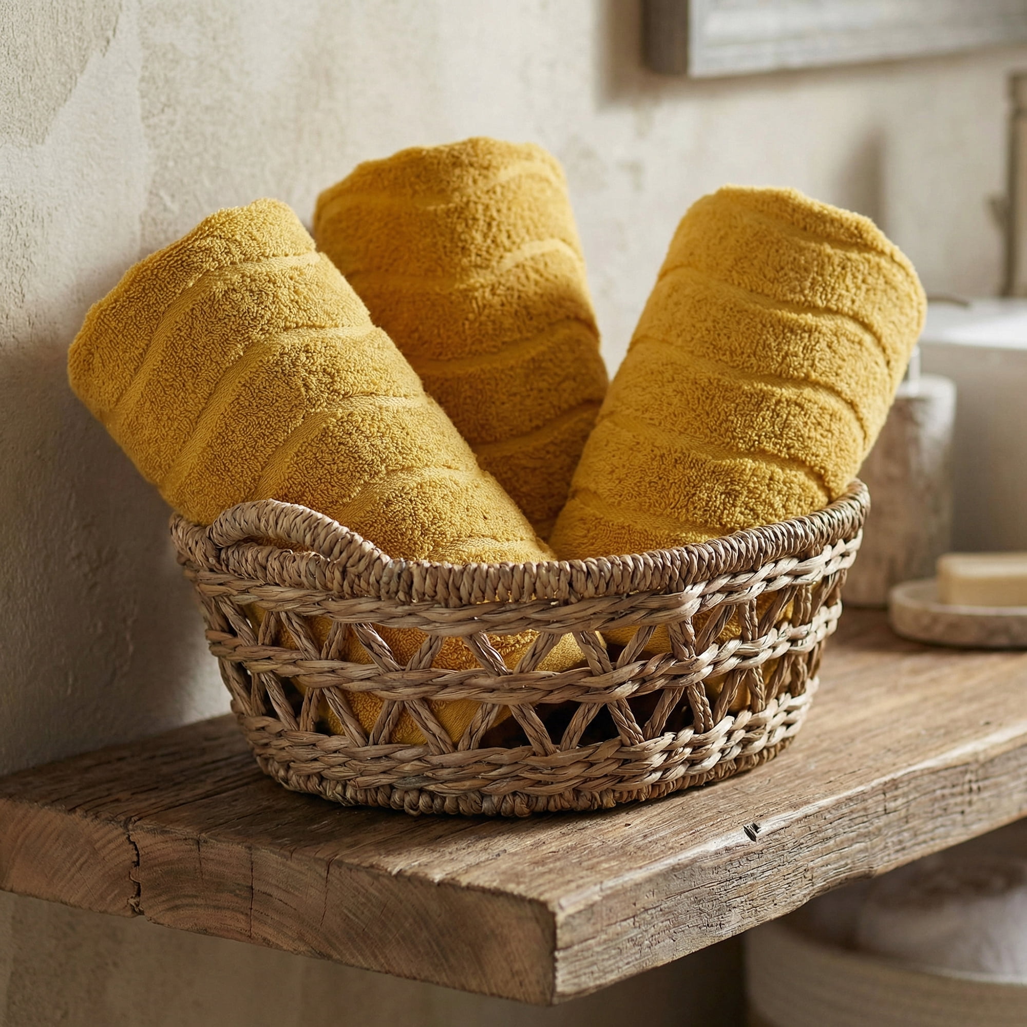 Unique Bargains Ultra Soft Highly Absorbent Quick Dry Hand Towels Yellow 29" x 13"