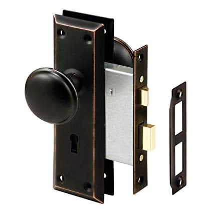 Keyed Patio Door Mortise Lock Prime-Line Products Prime-Line E 2495 Mortise Keyed Knob – Perfect for Replacing Broken Antique Lock Sets and More, Fits 1-3/8 in-1-3/4 in. Interior Doors), Classic Bronze ()
