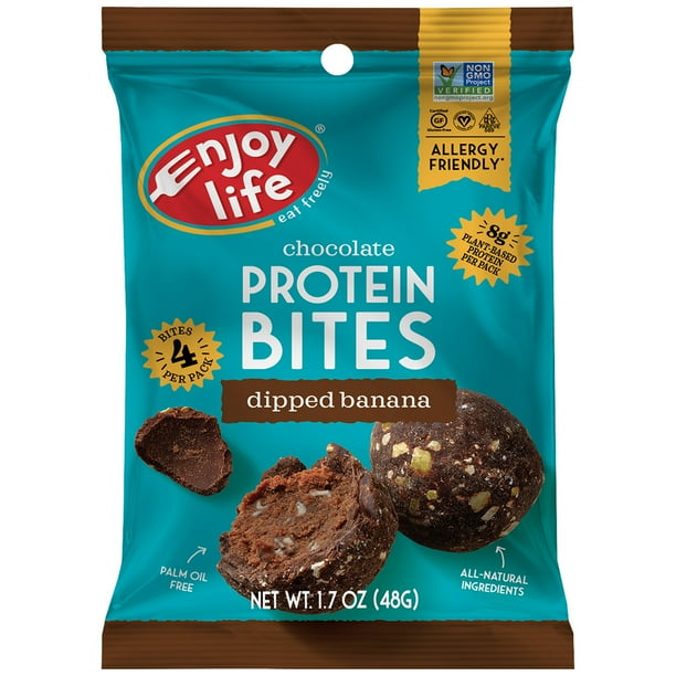 Enjoy Life Grab Go Dipped Banana Chocolate Protein Bites Dairy Free Snacks 8 Snack Packs Walmart Com Walmart Com