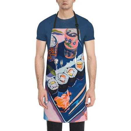 

Rateoe Colorful Sushi Food Art Aprons with Pocket Men Womens Aprons Waterproof Adjustable Cooking Aprons for Kitchen Gardening and Salon
