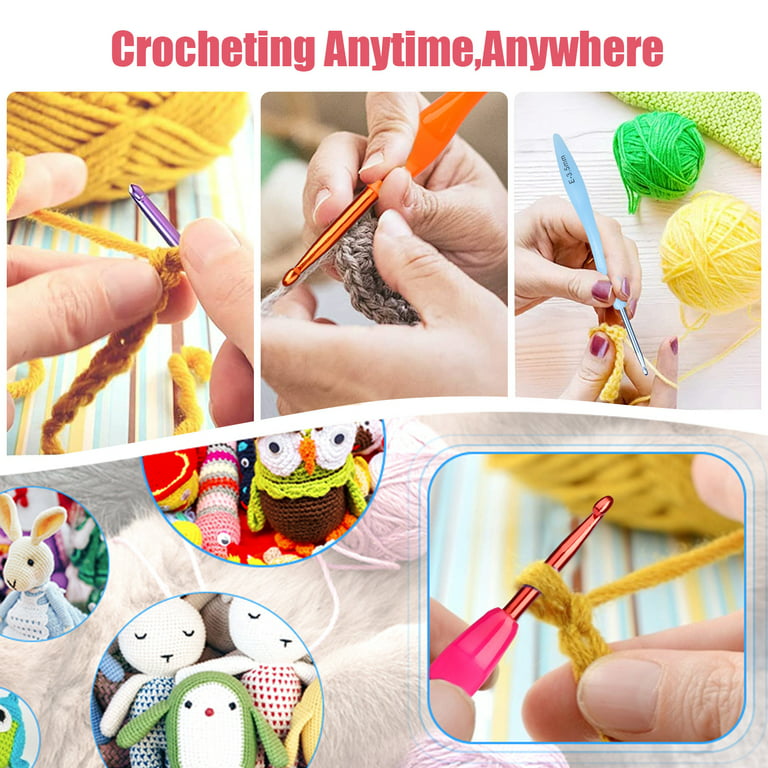 9pcs Crochet Hooks Set, TSV 2-6mm Colorful Plastic Handle Alumina Crochet  Knitting Needles Kit for Arthritic Hands 