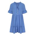 thumbnail image 4 of Robes d'Été Décontractées pour Femmes à Volants Manches Courtes à Volants Coupe Ample Mini Robe de Plage Vacances, 4 of 6