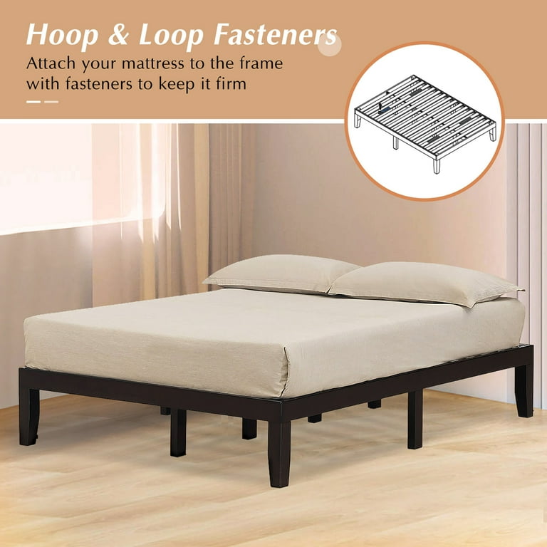 Costway Queen Size Wood Bed Frame 8 Memory Foam Mattress Set CertiPUR US Certified Espresso