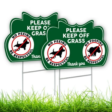 Dimarongton New 2 Pc Double-Sided Coroplast No Peeing Dog Sign, Keep Off Grass Sign Set of 2