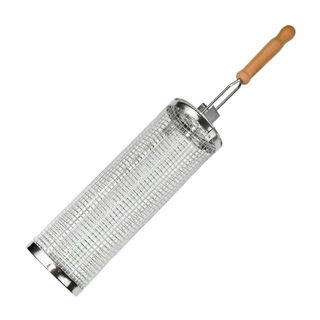 Cesta para parrilla de barbacoa, herramienta para barbacoa, cesta redonda rodante para parrilla, para comida, picnic al aire libre, pequeña