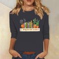 thumbnail image 1 of Jienlioq Hauts de Sortie pour Femmes Mode Féminine Imprimé Décontracté Pull Col Rond Manches 3/4 T-Shirt Offres du Cyber Lundi, 1 of 4