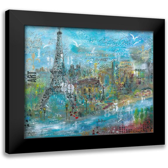 Mizo 14x12 Black Modern Framed Museum Art Print Titled - ABSTRACT PARIS