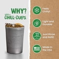 thumbnail image 2 of Vasos Party Cups Steel Chill, 473 ml, paquete de 12, grises, 100% reciclables, 2 of 7