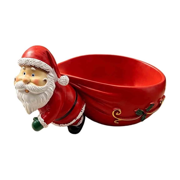 Santa Claus Candy Dish Statue,Resin Storage Bowl,Decorative Key Candy Holder for Entryway Tabletop and Christmas Dining Table Snacks and Candy Storage