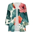 thumbnail image 4 of Ftwytp Womens Open Front Cardigan Lightweight Retro Print Cardigans 3/4 Sleeve Blouse Tops Coat Casual Duster Jackets, 4 of 5