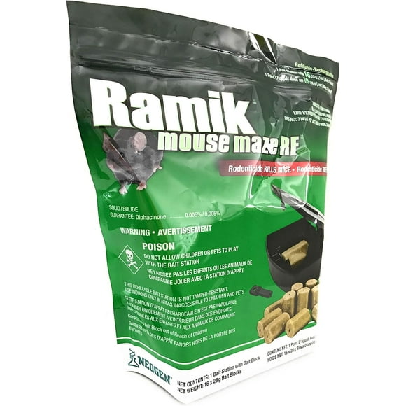 RAMIK Refillable Mouse & Rat Bait Blocks, 16-Pack - Effective Rodent Control Poison for Home, Indoor & Outdoor Pest Management, Weather-Resistant Blocks for Mice Traps & Bait Stations