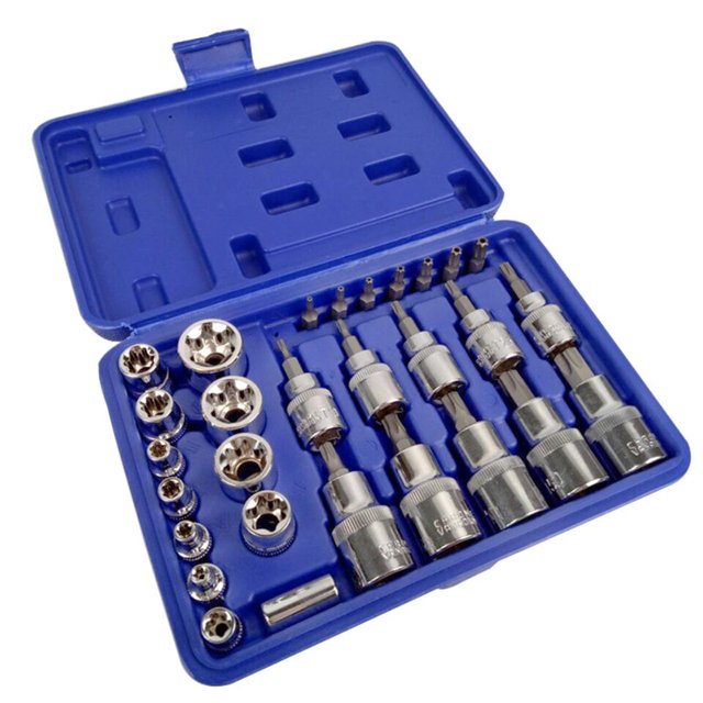 braveheart 30Pcs 1/2 1/4 3/8 Acier au Chrome Vanadium Pression Lot Prise de Bits Ensemble pour la Réparation de Machines et de Réparation Automobile