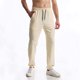 thumbnail image 1 of Pantalones largos para hombre, informales, de moda, con cintura elástica, lisos, largos, rectos y elásticos, de poliéster, 1 of 6