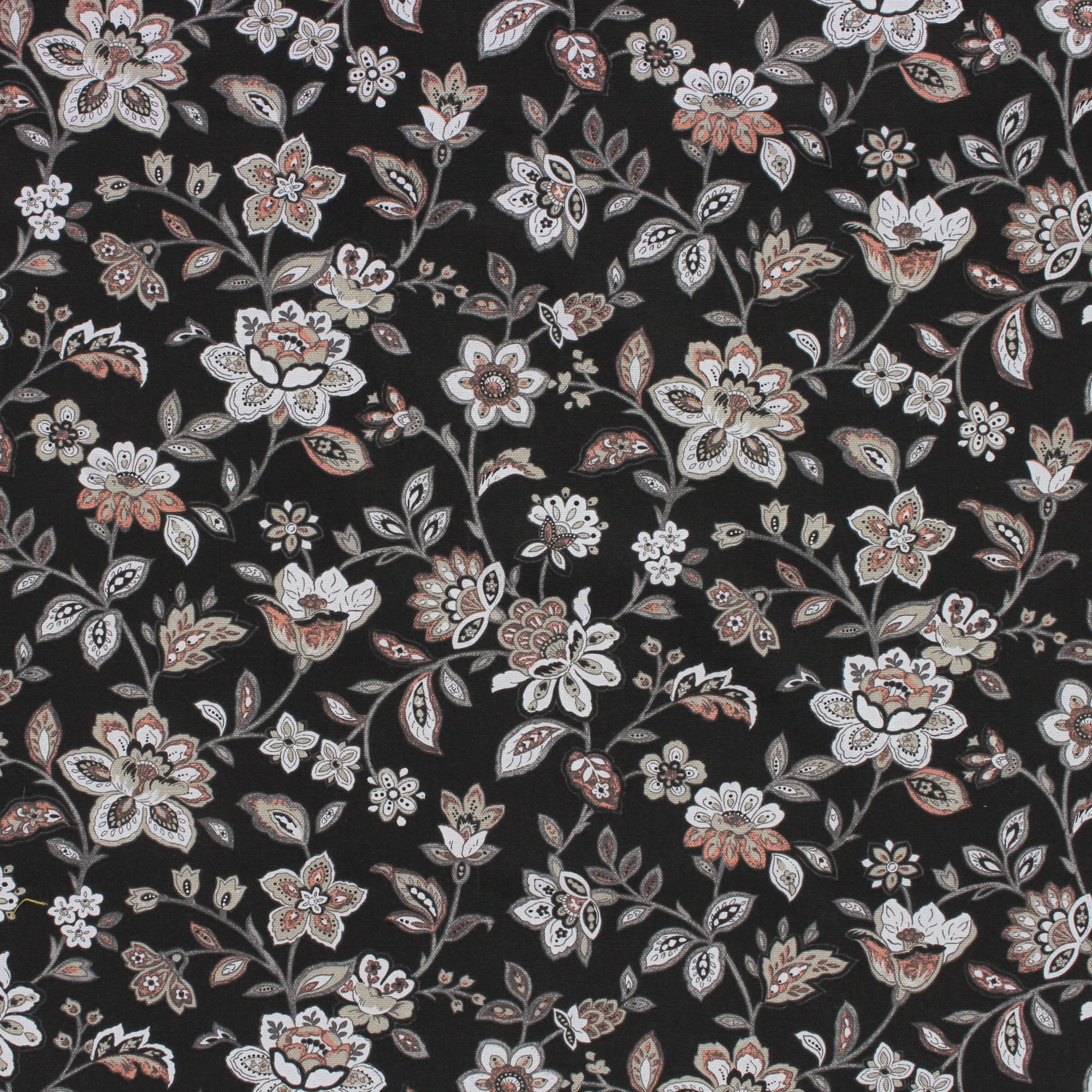 Waverly Inspirations 2 Yard Cut 100% Cotton Print Floral Fabric, Black, 45" Wide for Home Decor, Quilting, Crafting, Sewing Projects, Soft Feel