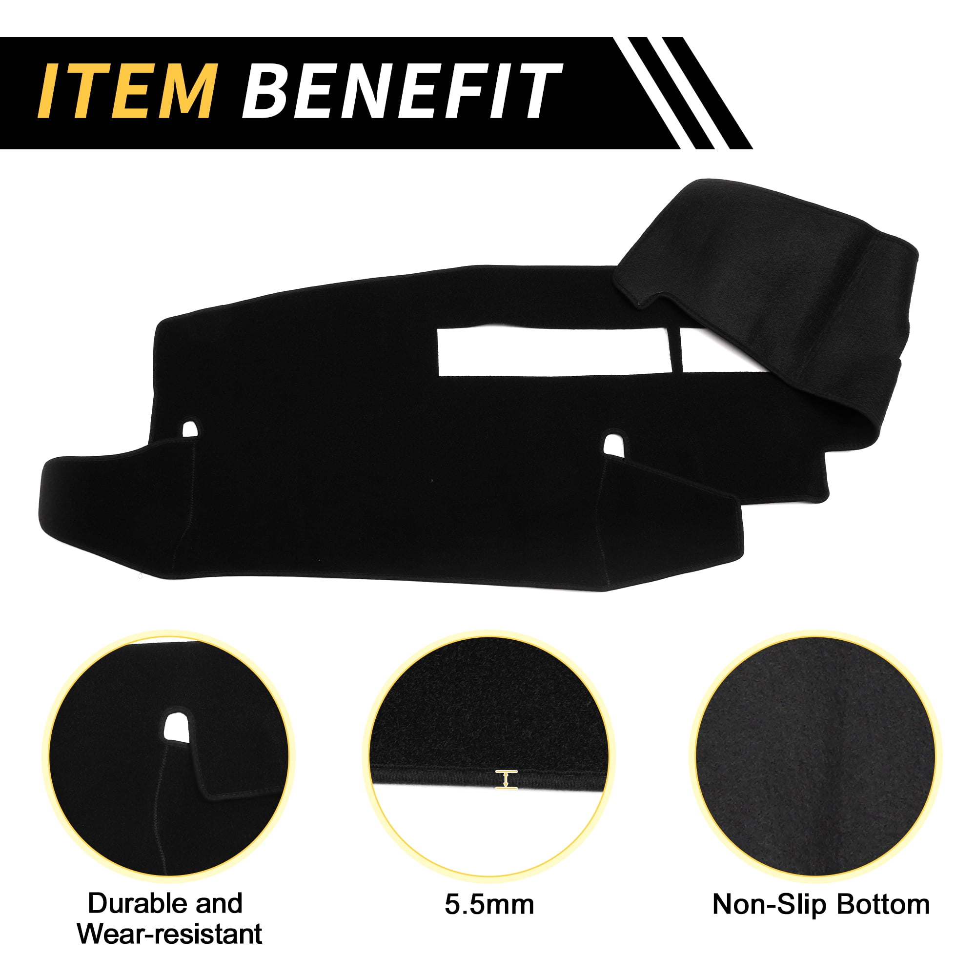 Unique Bargains Dash Cover for Chevrolet Silverado 1988-1994 Dash Board Mat with Sticker Polyester Center Console Dashboard Cover Pad Carpet Black