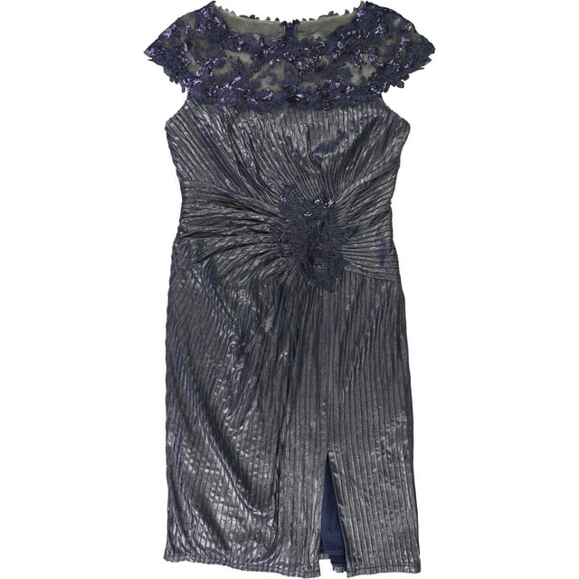 Tadashi Shoji Womens Lace Cocktail Dress, Blue, Small