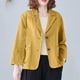 thumbnail image 1 of ICHUANYI Clearance Women's Fashion Color Casua Long Sleeve Suit Jacket Button Cotton And Linen Tops Pockets Blouse(Yellow, XL) ICHUANYI WER2023081202355, 1 of 5