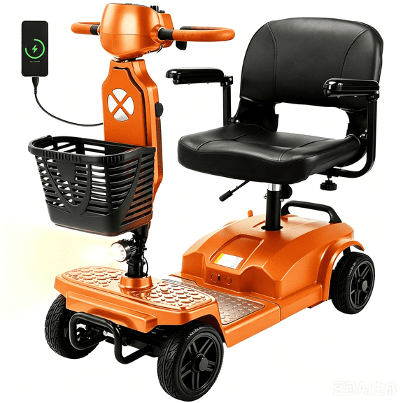 SACVON Foldable Mobility Scooter for Adults with 330 lbs Capacity,Motorized Scooter for Senior,12.5 Miles Travel,Airport Approved,Orange